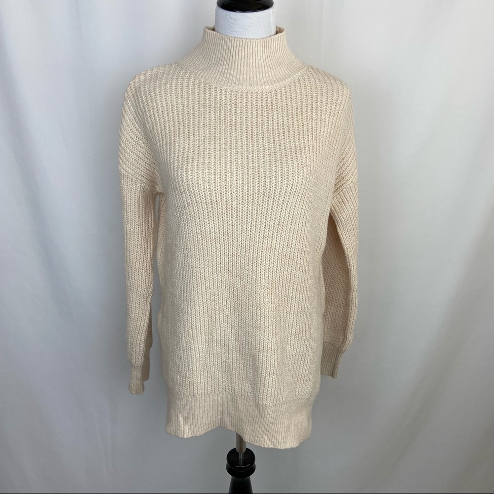 Abound Cream Mock Neck Tunic Sweater